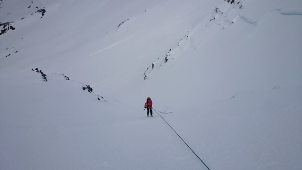 12. Katrin að fara seinni ferðina niður niðurgöngugilið hjá Skarðsheiði